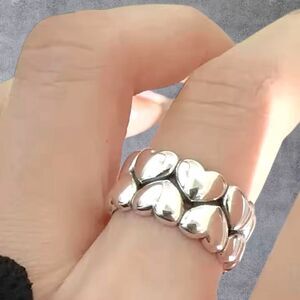 Silver heart thumb ring, adjustable size stamped .925